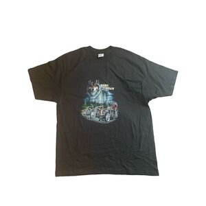 Delta Mens Large Wolf Motorcycle Biker T-Shirt Black Born to Roam 2000s NOS NWOT
